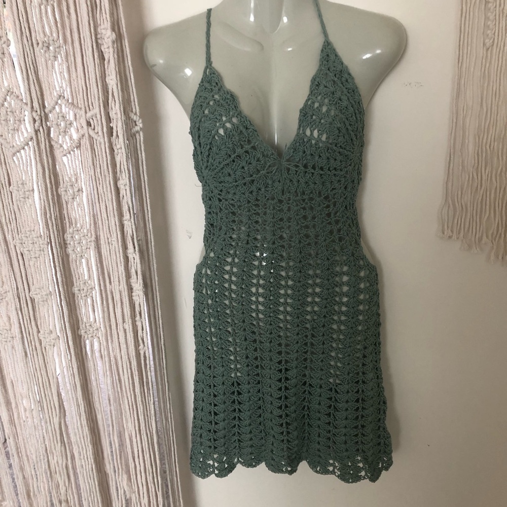 Green Crochet Swim Cover-Up